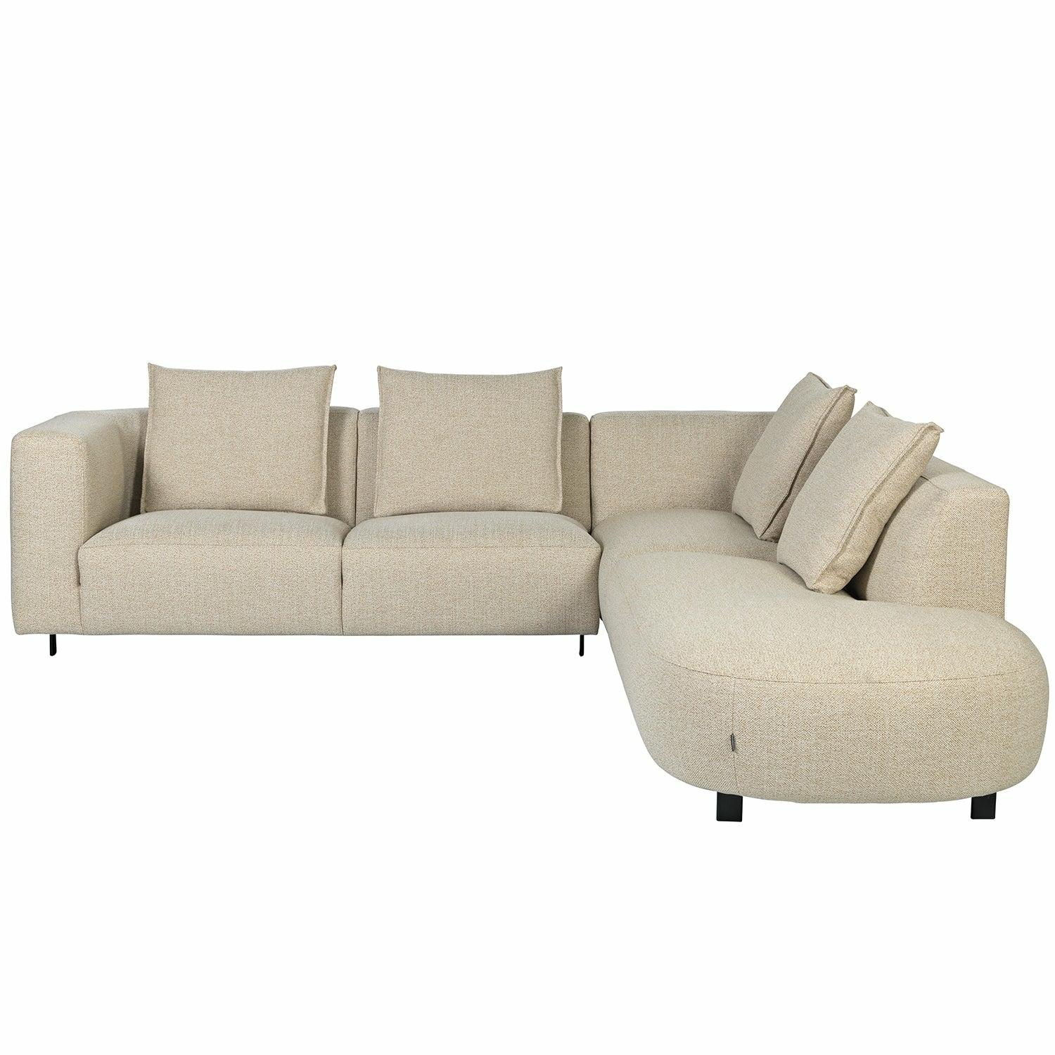 Vesta Round Corner Sofa with Chaise End Gianni Charcoal,Gianni Cream,Gianni Bronze,Gianni Mole,Gianni Sand