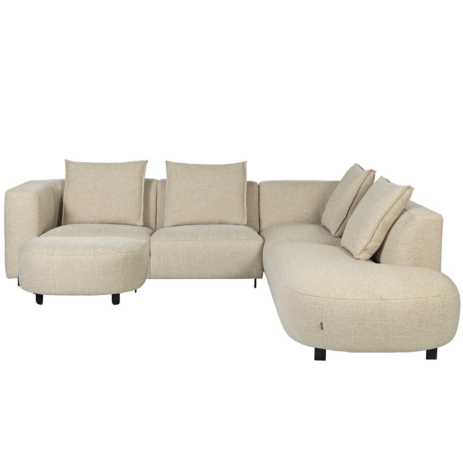 Vesta Round Corner Sofa with Chaise End Gianni Charcoal,Gianni Cream,Gianni Bronze,Gianni Mole,Gianni Sand
