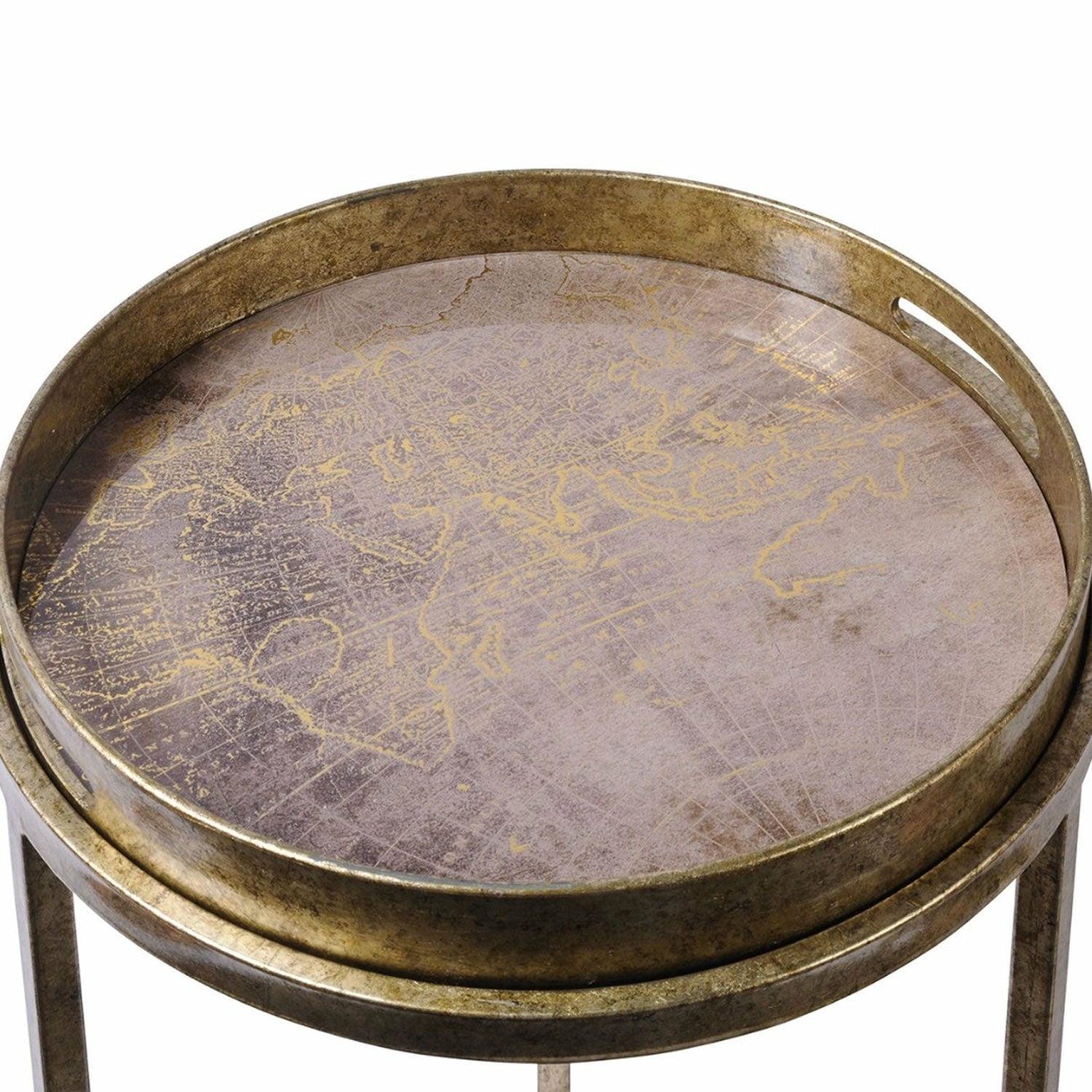 Vienna Gold Atlas Nested Side Tables, Antique Gold