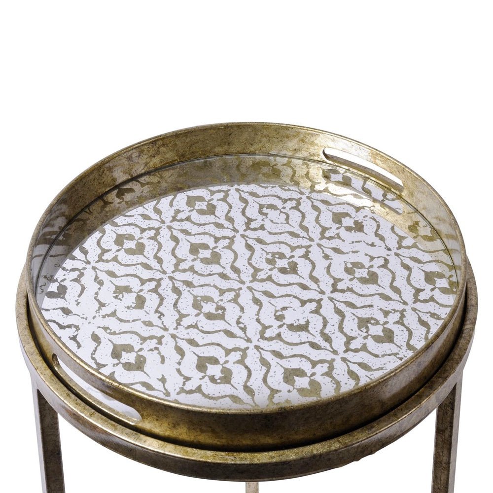 Vienna Nested Side Tables, Antique Gold Diamond