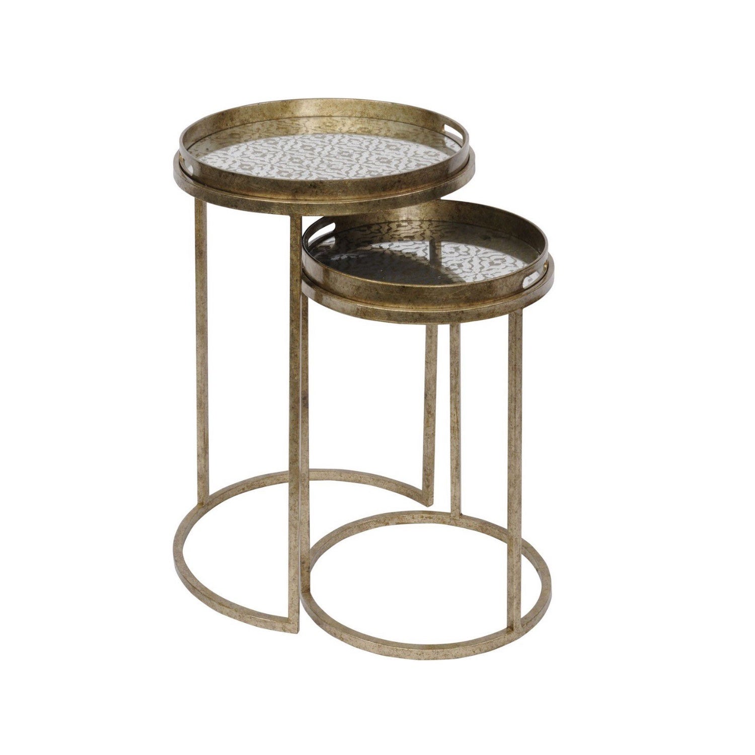 Vienna Nested Side Tables, Antique Gold Diamond