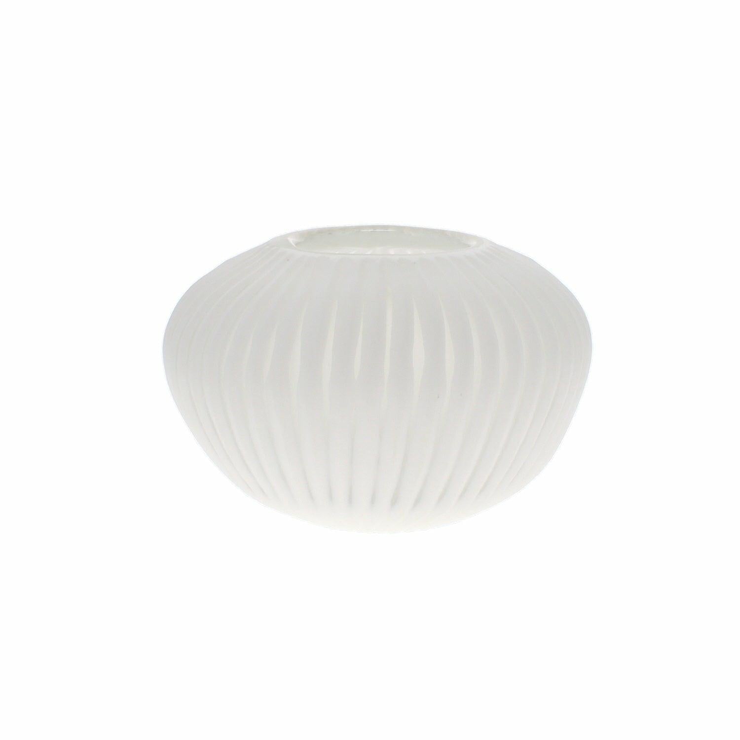 White Ribbed Wabi Vase