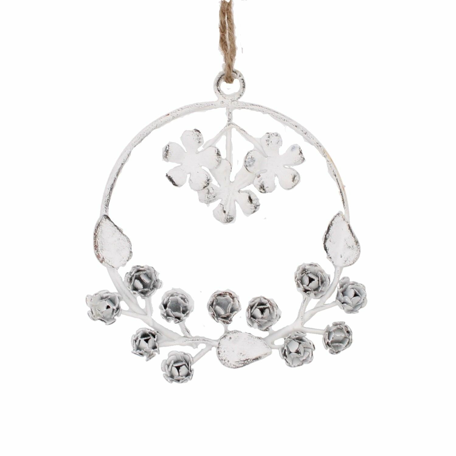 White Rustic Floral Wreath, Small