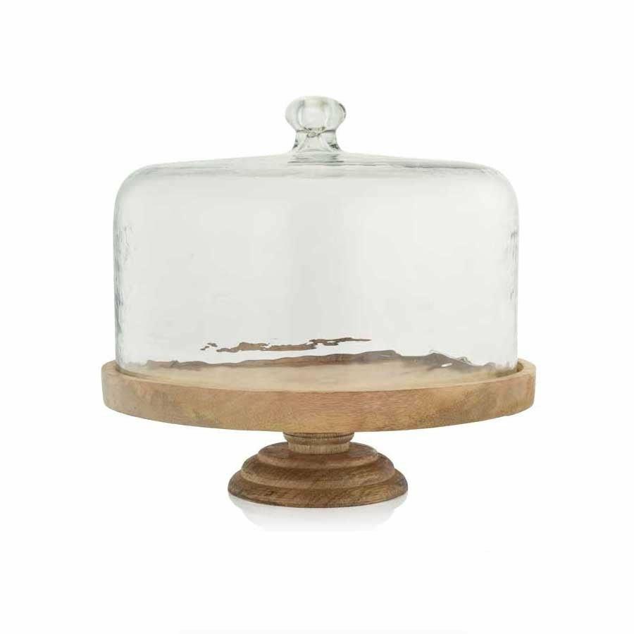SALE - Wooden Cake Stand and Cloche