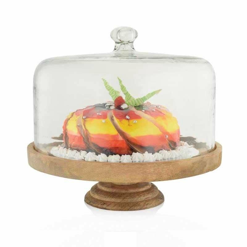 SALE - Wooden Cake Stand and Cloche