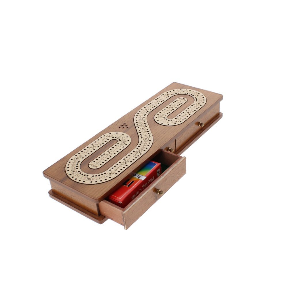 Wooden Cribbage Set with Cards, S Shape