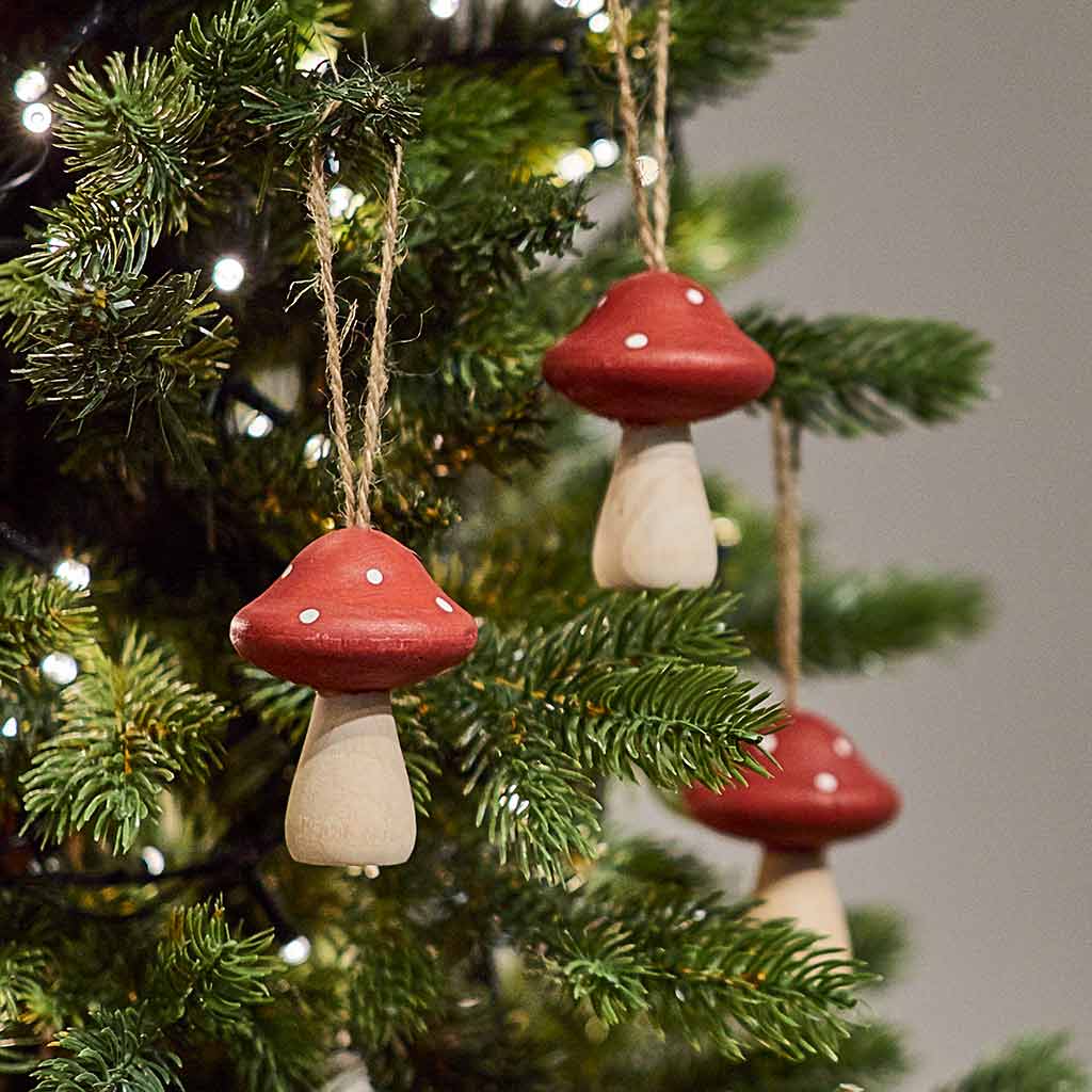 Wooden Toadstool Hanging Decoration