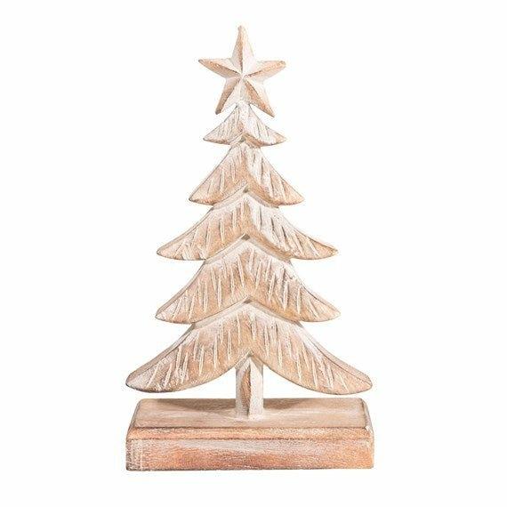 Wooden Tree with Star Standing Decoration