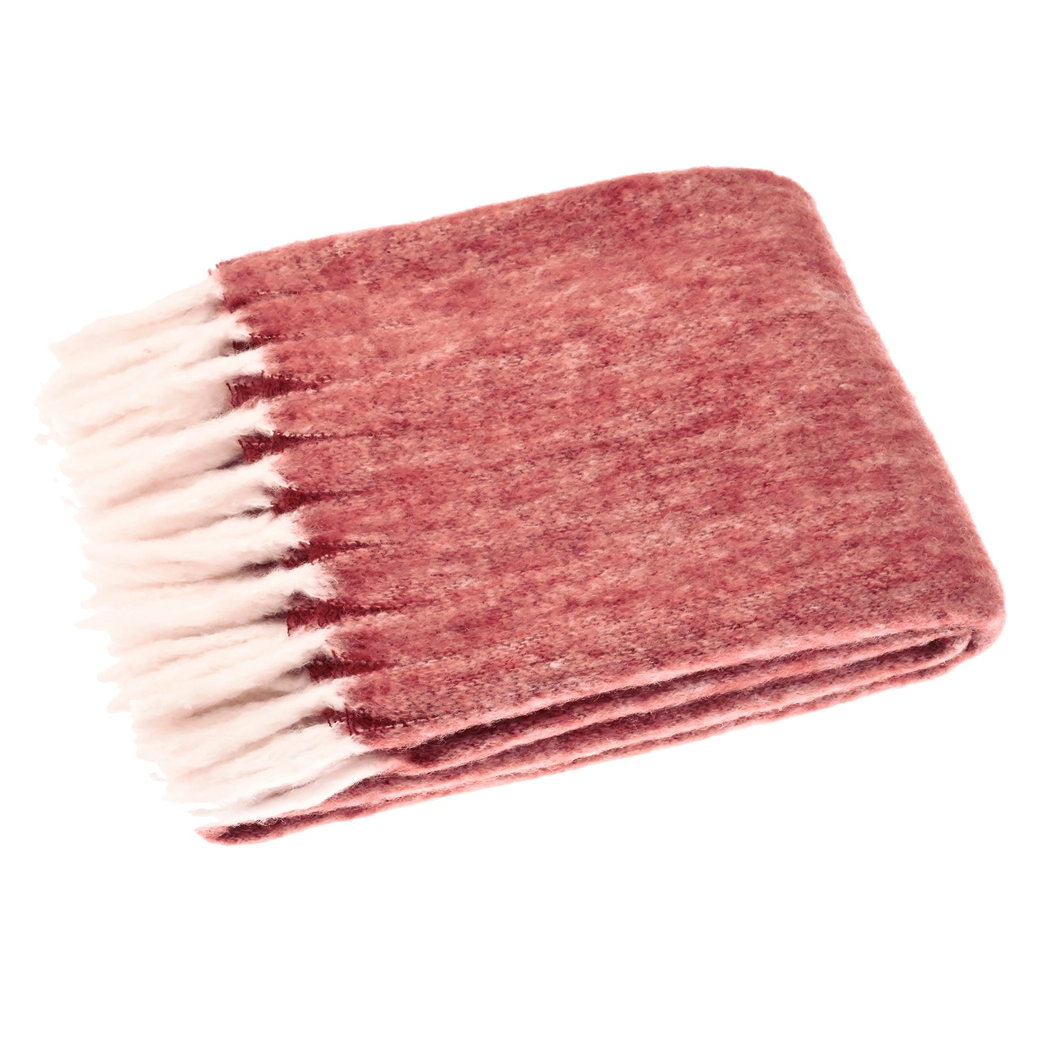 Wool Blend Lambs Tail Throw, Merlot