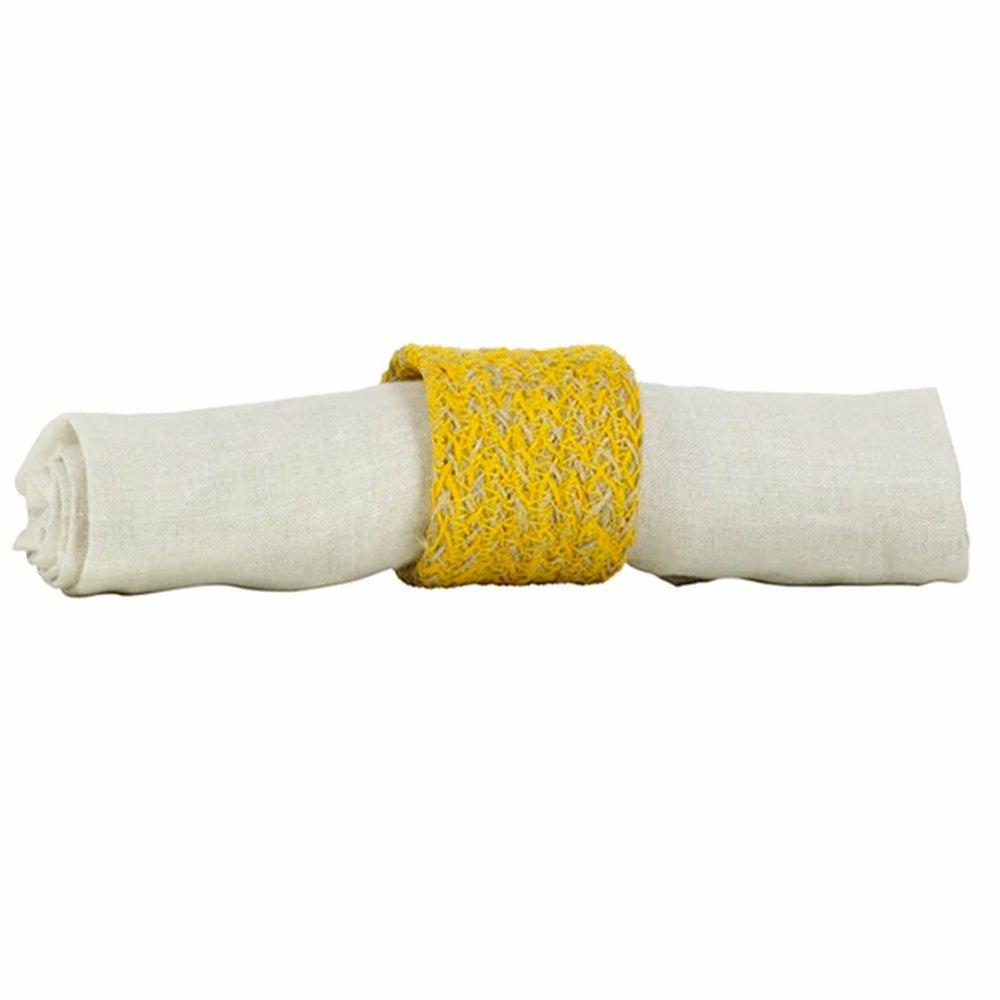 Yellow Jute Napkin Holders, Set of 4