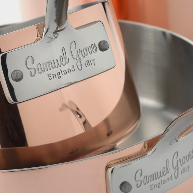 16cm Copper Induction Saucepan, with lid - Angela Reed - 