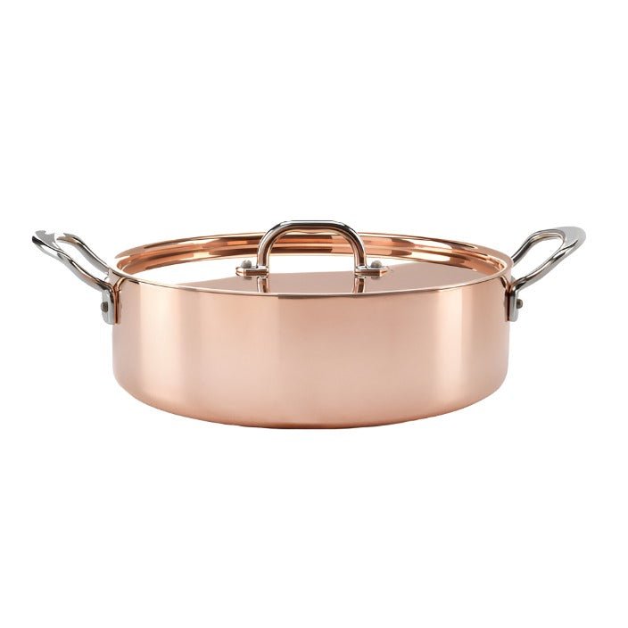 26cm Copper Induction Sauté Pan, with lid & side handles - Angela Reed - 