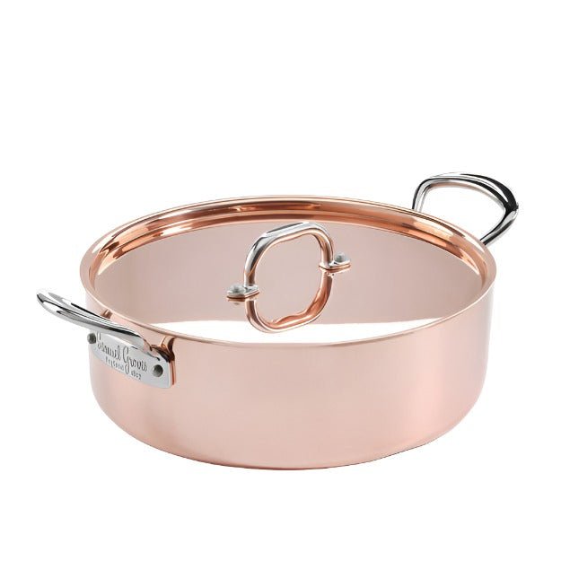 26cm Copper Induction Sauté Pan, with lid & side handles - Angela Reed - 