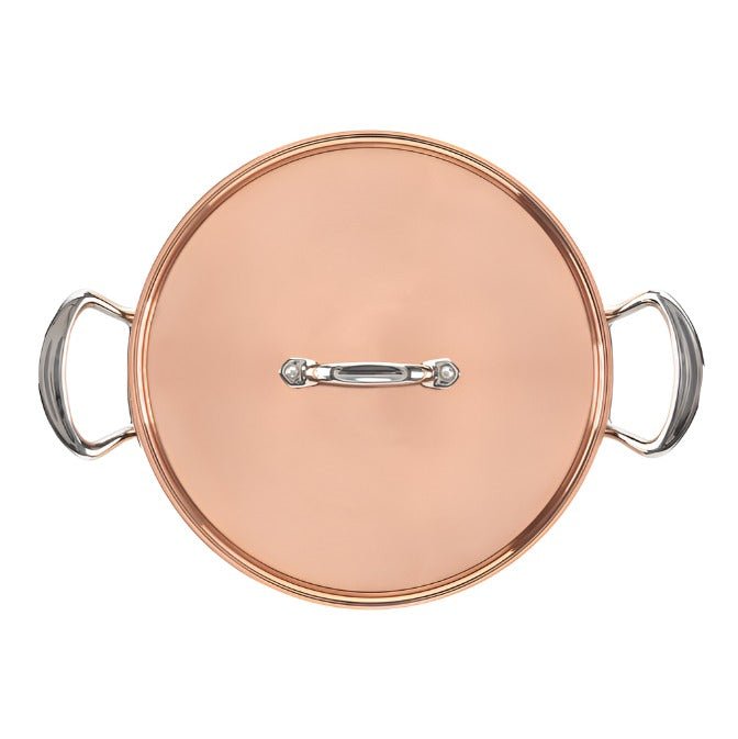 26cm Copper Induction Sauté Pan, with lid & side handles - Angela Reed - 