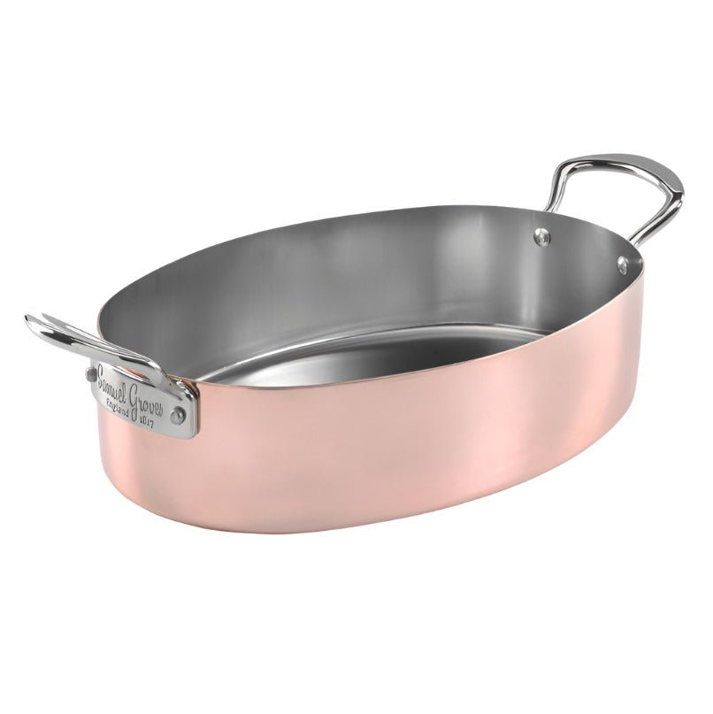 30cm Copper Clad Oval Roaster with Side Handles - Angela Reed - 