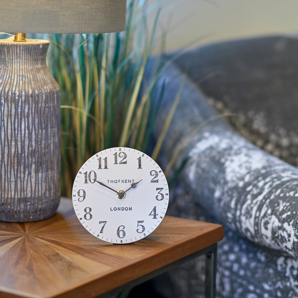 6" Arabic Mantel Clock, Limestone