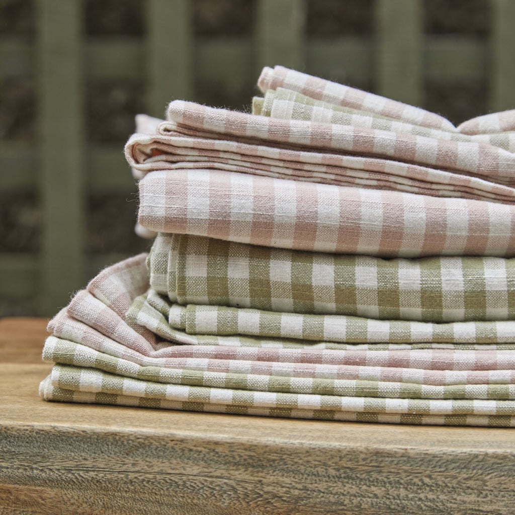 Gingham Napkin, Pale Olive, Set of Four