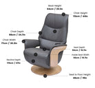 Utah Powered Reclining Chair Utah - Charcoal,Utah - Pale Grey,Utah - Navy