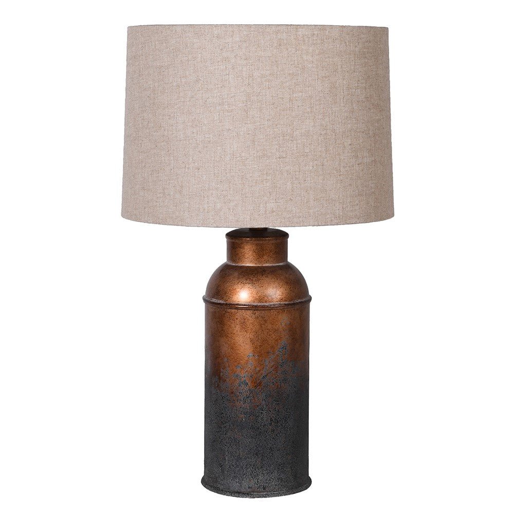 Aged Gold Table Lamp with Linen Shade - Angela Reed - 