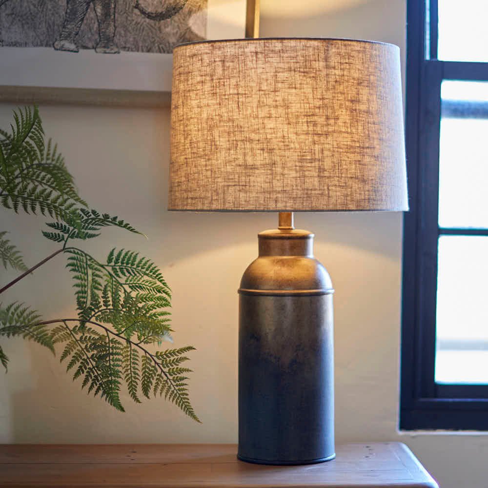 Aged Gold Table Lamp with Linen Shade