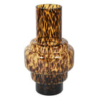 Amber and Black Animal Print Stepped Glass Vase