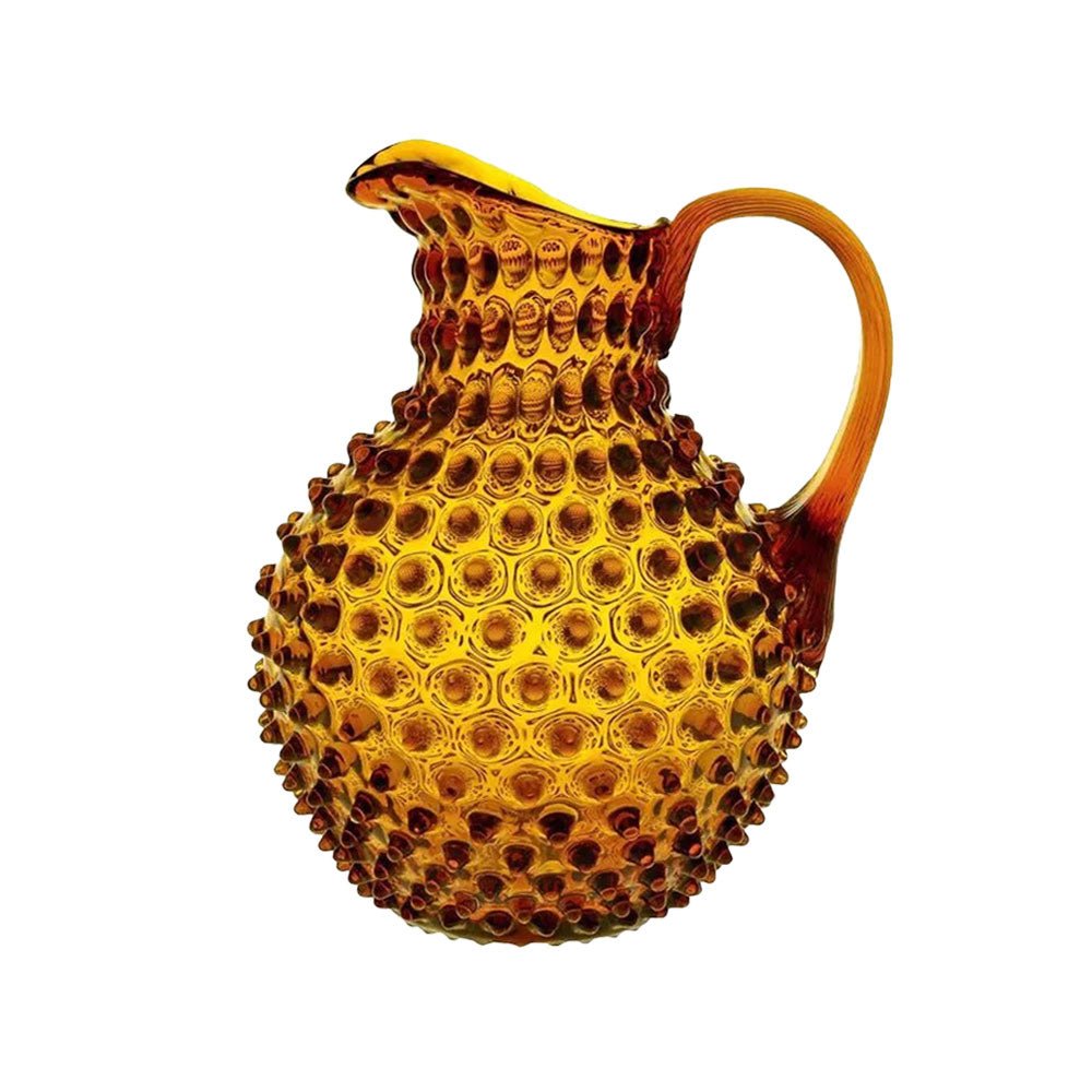 Amber Glass Hobnail Jug