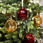 Amber Glass Ribbed Bauble, Large