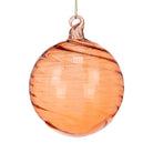 Amber Glass Ribbed Bauble, Large