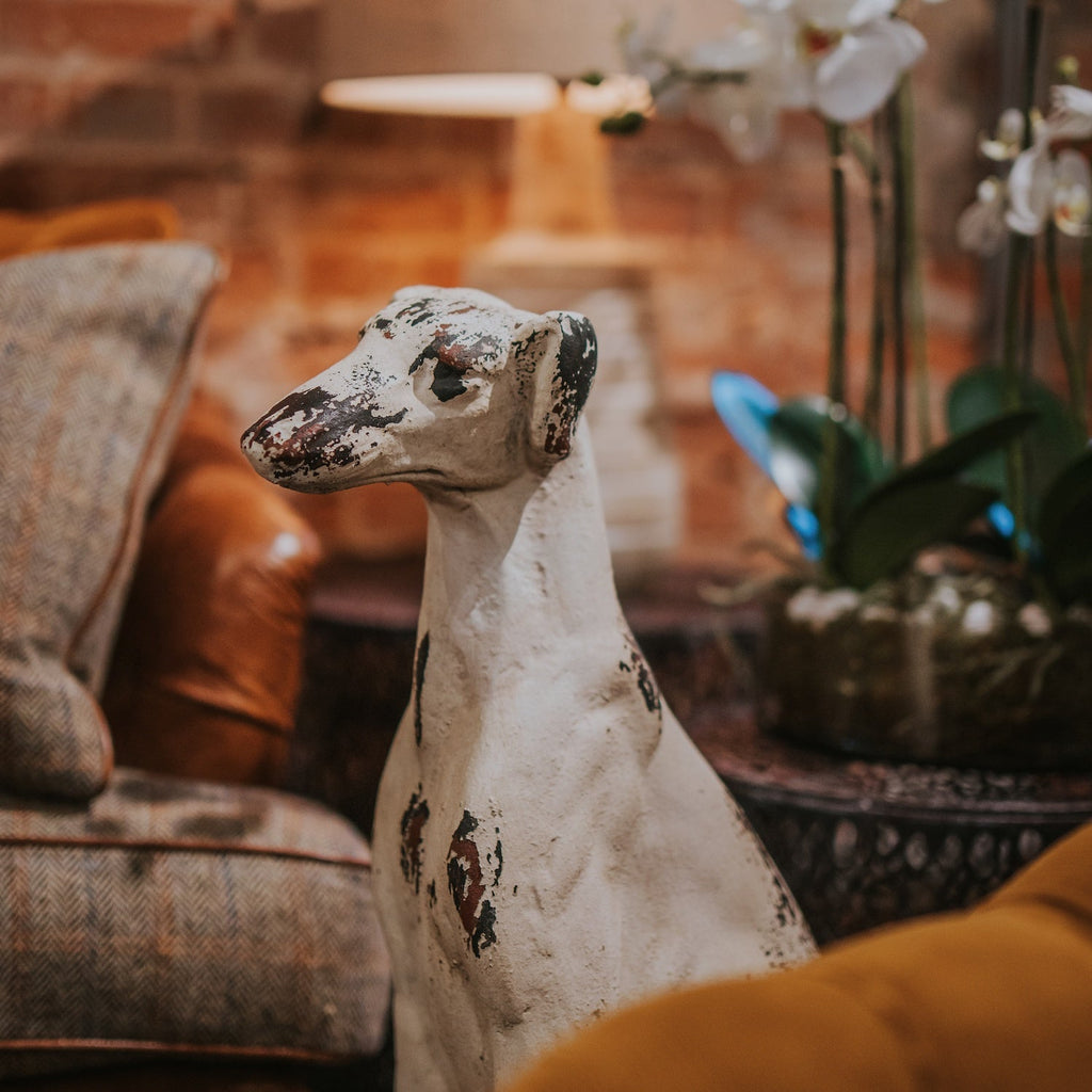 SLIGHT SECOND - Antique Style Sitting Lurcher Statue