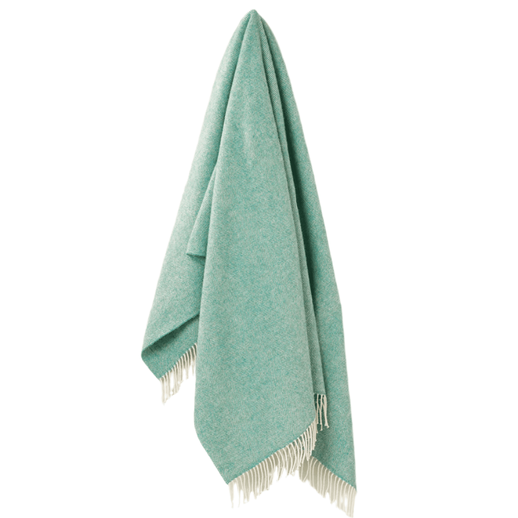 Aqua Shetland Herringbone Throw by Bronte - Angela Reed - 