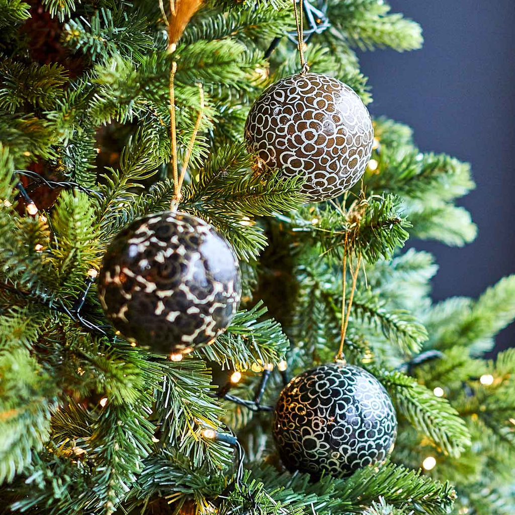 Assorted Hand-painted Black, Gold and Silver Baubles