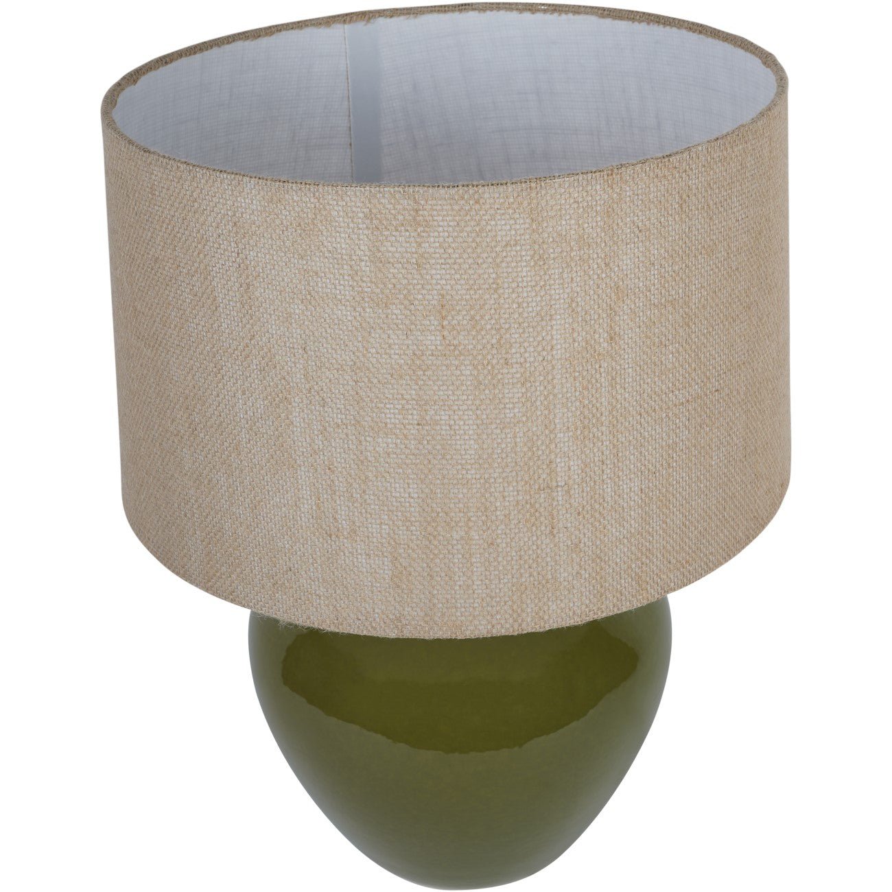 Aubrey Green Ceramic Lamp With Hessian Shade, Large