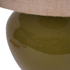 Aubrey Green Ceramic Lamp With Hessian Shade, Large