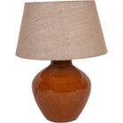 Aubrey Terracotta Ceramic Lamp With Hessian Shade, Small