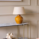 Aubrey Terracotta Ceramic Lamp With Hessian Shade, Small