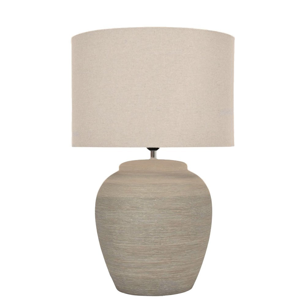 Baslow Etched Grey Ceramic Lamp with Shade - Angela Reed - 