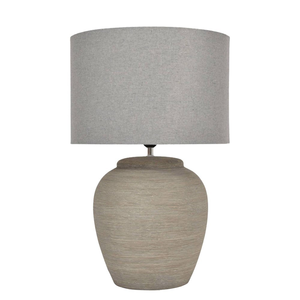 Baslow Etched Grey Ceramic Lamp with Shade - Angela Reed - 