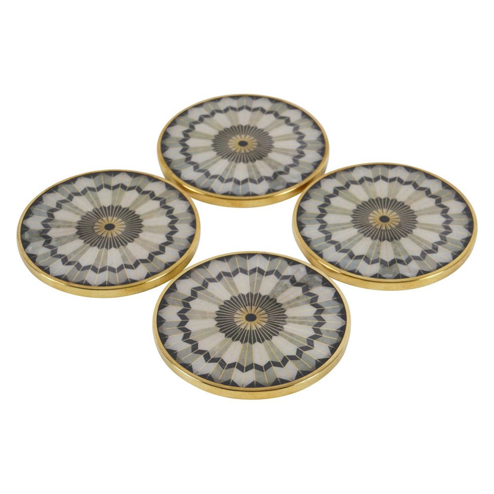 Black Circular Design, Set of 4, Coasters