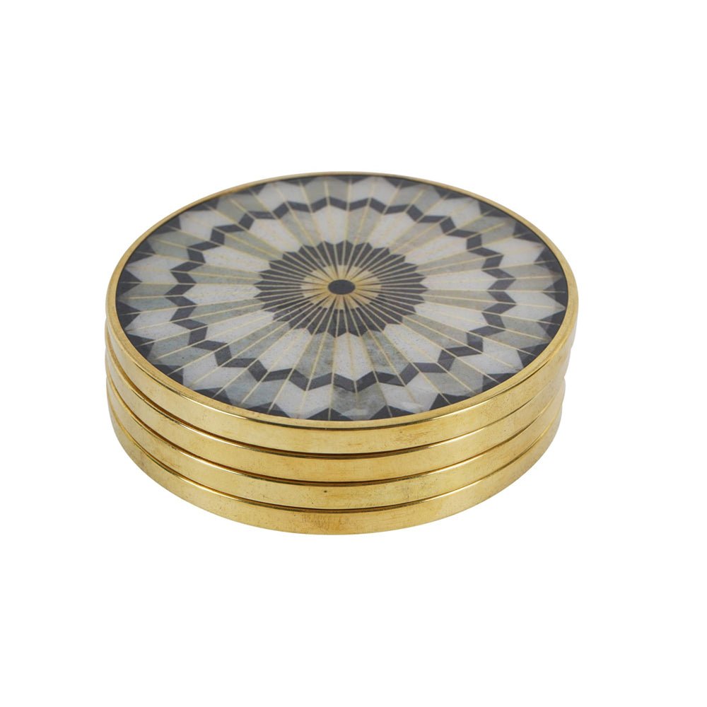 Black Circular Design, Set of 4, Coasters