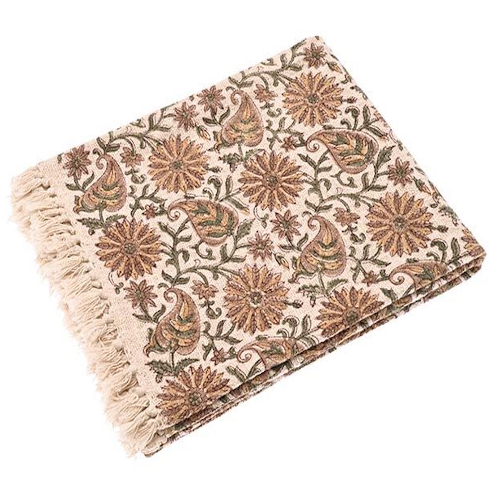 Block Printed Throw, Saffron - Angela Reed -