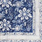 Blue and White Floral Print Cotton Bedspread - Angela Reed - 
