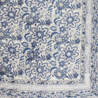 Blue and White Floral Print Cotton Bedspread - Angela Reed - 