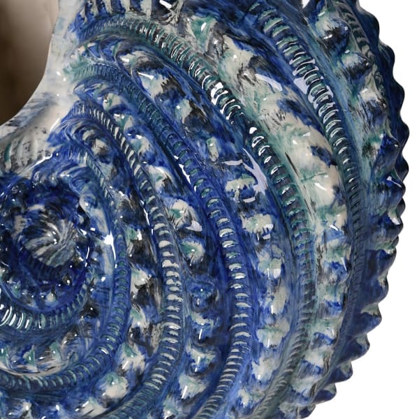 Blue Ceramic Shell Vase