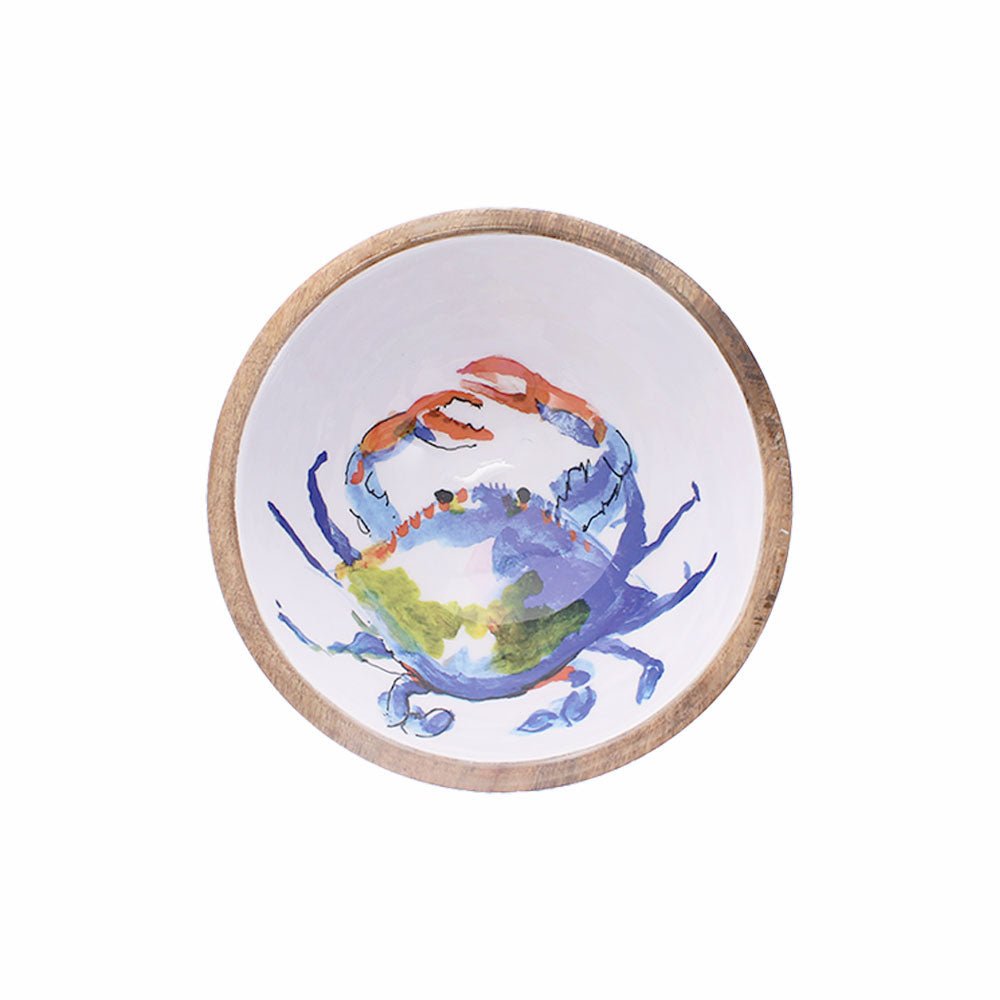 Blue Crab Wooden Bowl, 25cm