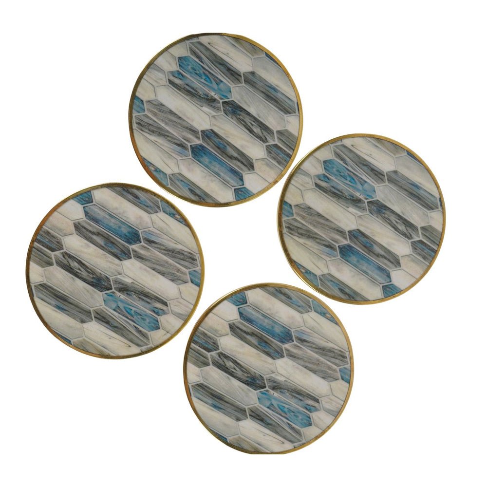Blue Grey Mosaic Style, Set of 4 Coasters
