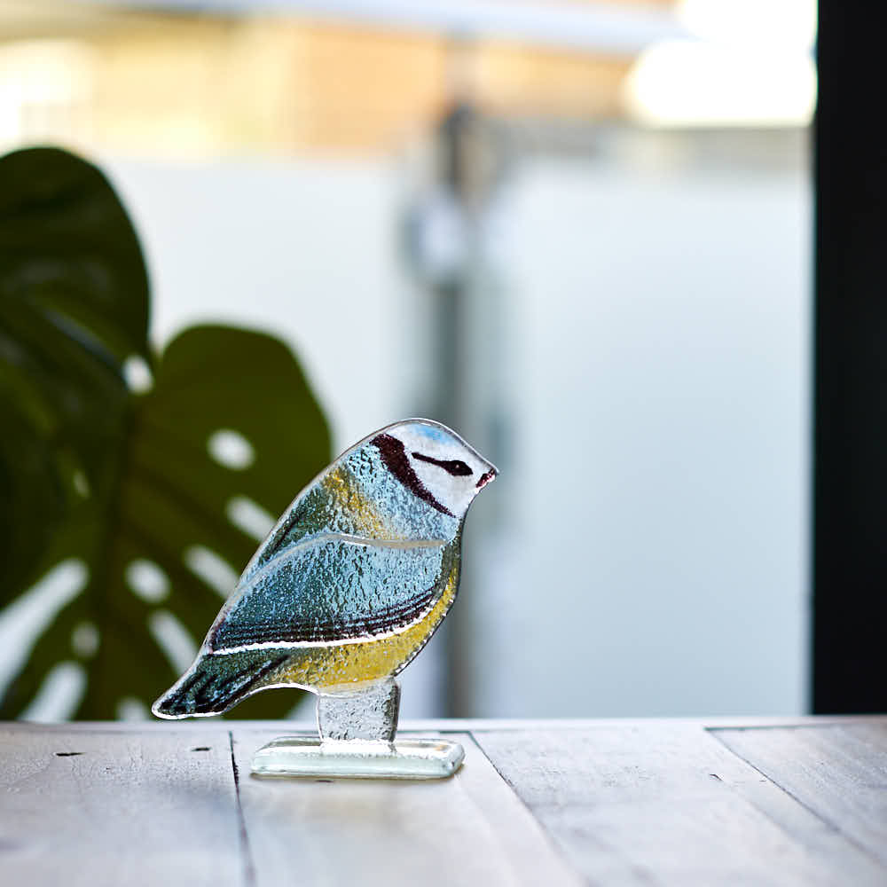 Blue Tit Glass Ornament - Angela Reed - 