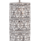 Brown Porcelain Table Lamp with Geo Pattern & Natural Shade, Large