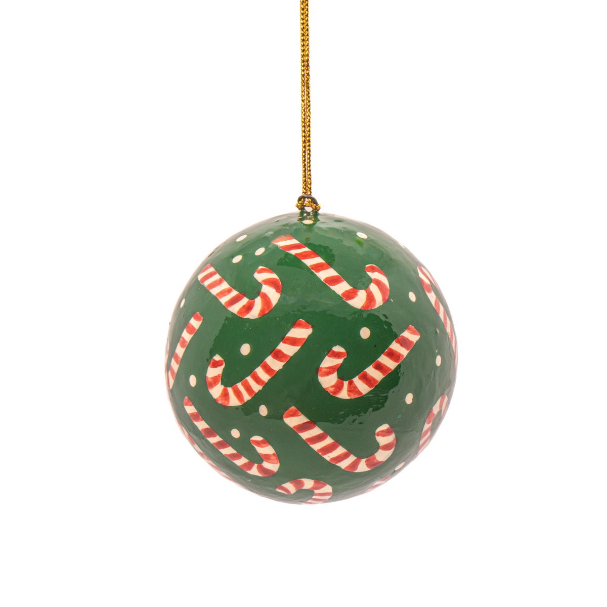 Candy Cane Papier Mache Bauble