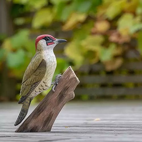 Carved Wooden Green Woodpecker