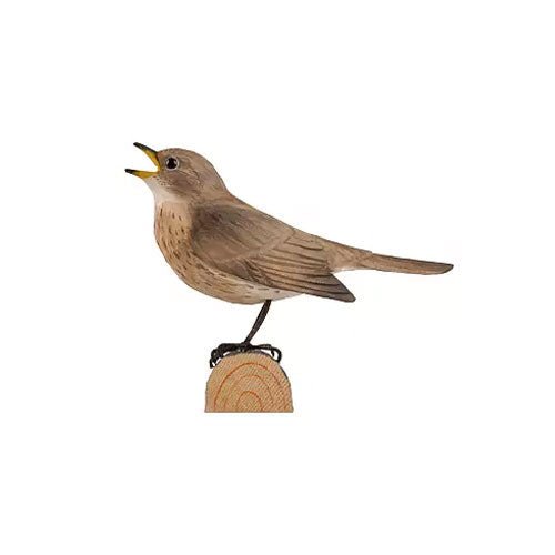 Carved Wooden Nightingale Thrush
